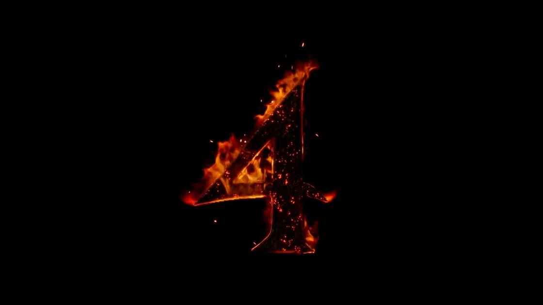 A fiery number 4 on a black background from the official RS4 announcement